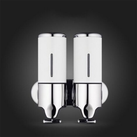 Pair X 450 Ml Wandseifenspender, Doppelkopf-handseifenspender, Flüssigshampoo-duschgel-spender Für Küche, Bad Und Hotel (weiß)