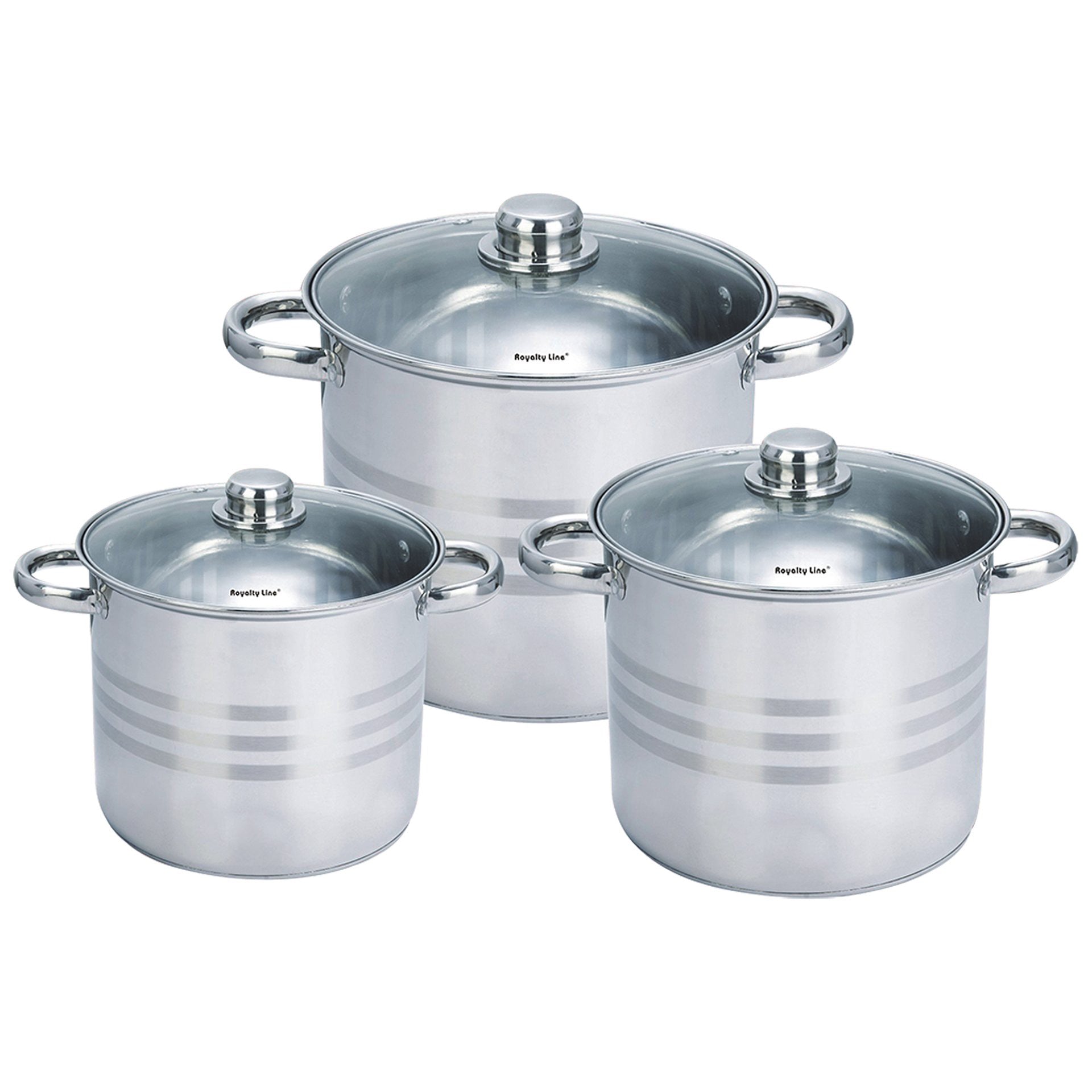 Stainless Steel Pot Set 6 Piece Glass Lids 1810 218406531