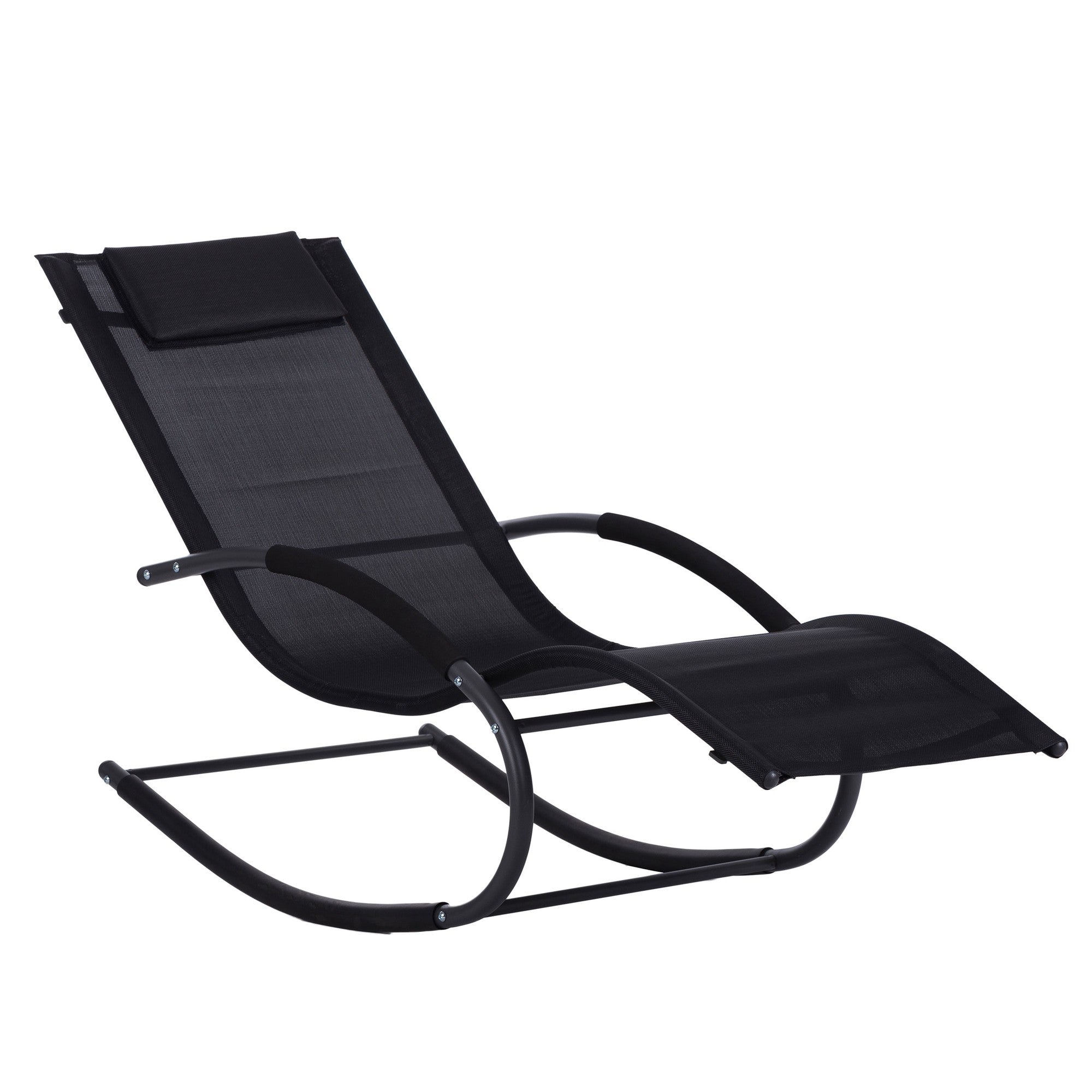 Zero Gravity Rocking Garden Lounger With Headrest Black 218406788 218406788 218406788 218406788