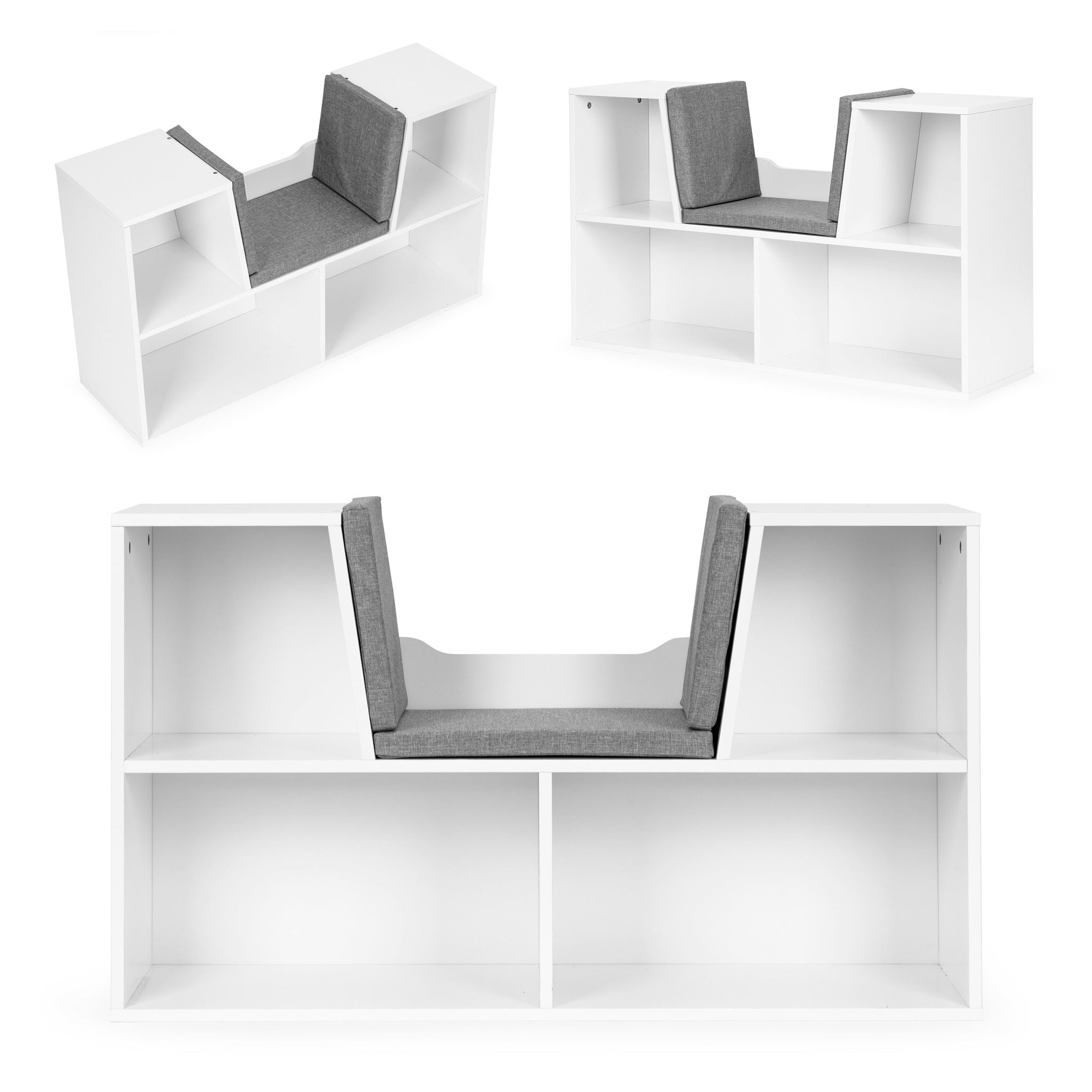 Childrens Bookshelf Cabinet With Seat - White 4 Shelves 218406809 218406809 218406809