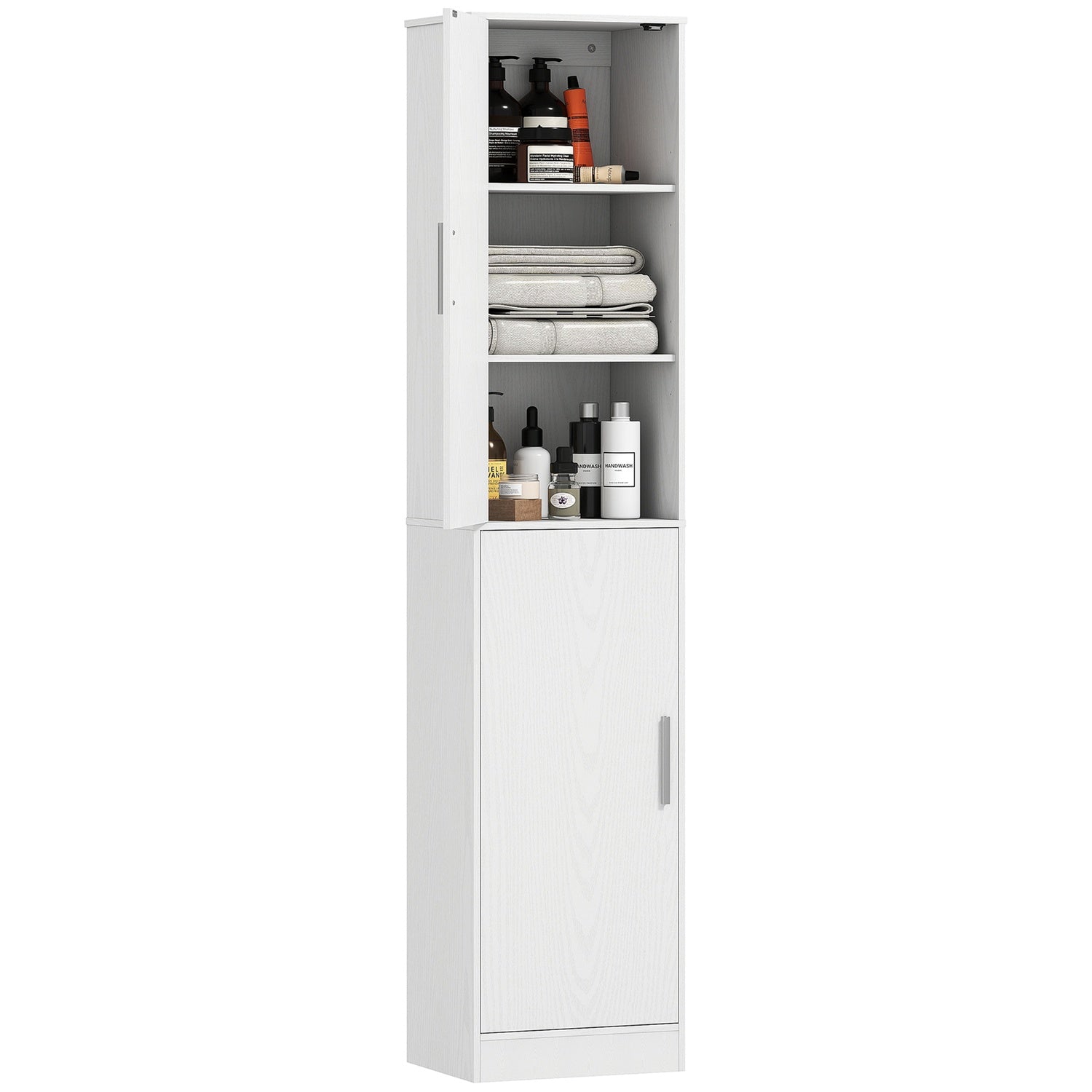 180 Cm Hoher Badezimmerschrank Schmaler Badschrank Mit 2 Turen 4 Verstellbare Regale Spanplatte Mdf Wei 218093903 218093903 218093903 218093903