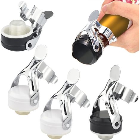 Set Mit 4 Verschlüssen: Champagnerverschluss Aus Edelstahl Und Universelle Pumpverschluss-weinverschlüsse (schwarz + Weiß)
