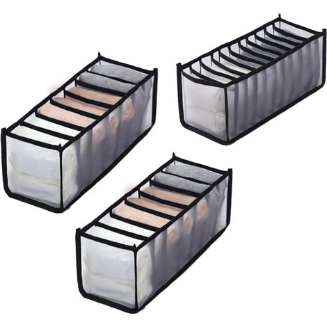 Schubladenorganizer Aus Netzgewebe, Unterwäsche-schubladenorganizer, Socken-organizer Und Kleider-organizer Aus Netzgewebe (7+7+11 Fächer).