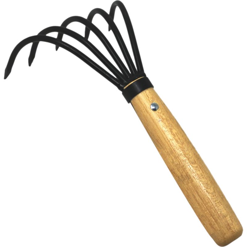 Japanischer Handrechen/grubber — Kleiner Handrechen Zum Jäten, Graben, Hacken Und Laubsammeln — Schwarz — Hergestellt In Japan (26 X 13 Cm)