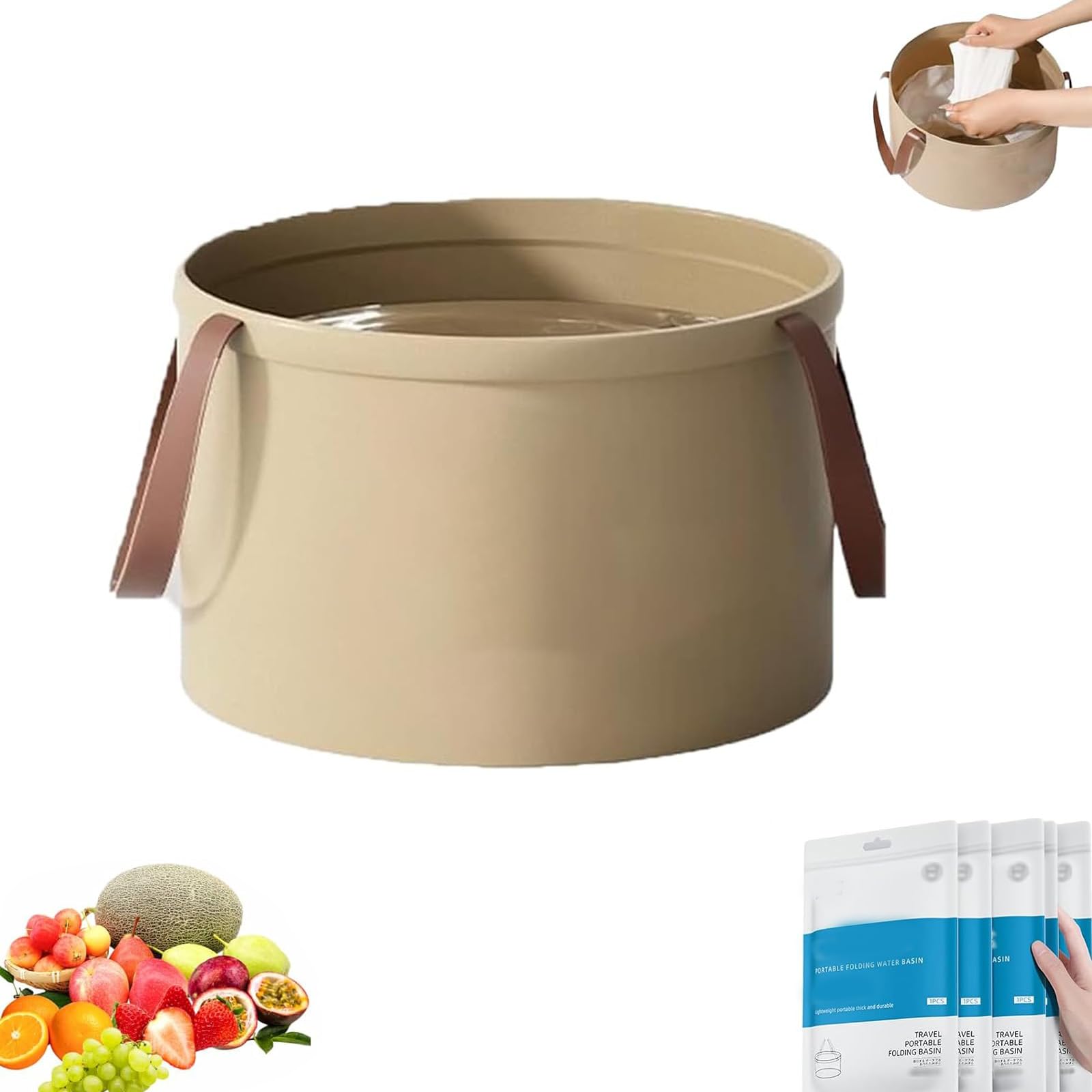 Zusammenklappbares Reisebecken – Tragbarer Falteimer Für Camping, Wäsche Und Fußbäder (12 L, 30 X 17 Cm)