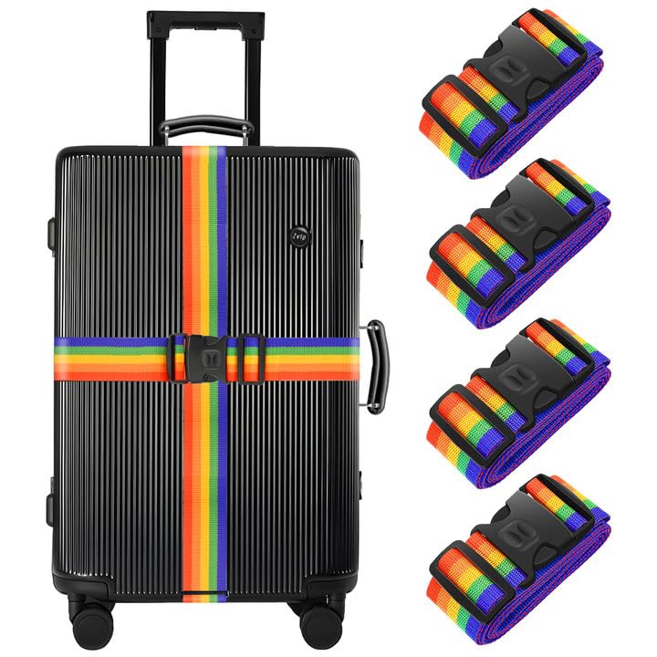 Set Mit 4 Gepäckgurten Für Koffer, Robuste Gepäckgurte, Verstellbare Gurte - Premium-zubehör Für Den Reisetaschenverschluss (irisierend)