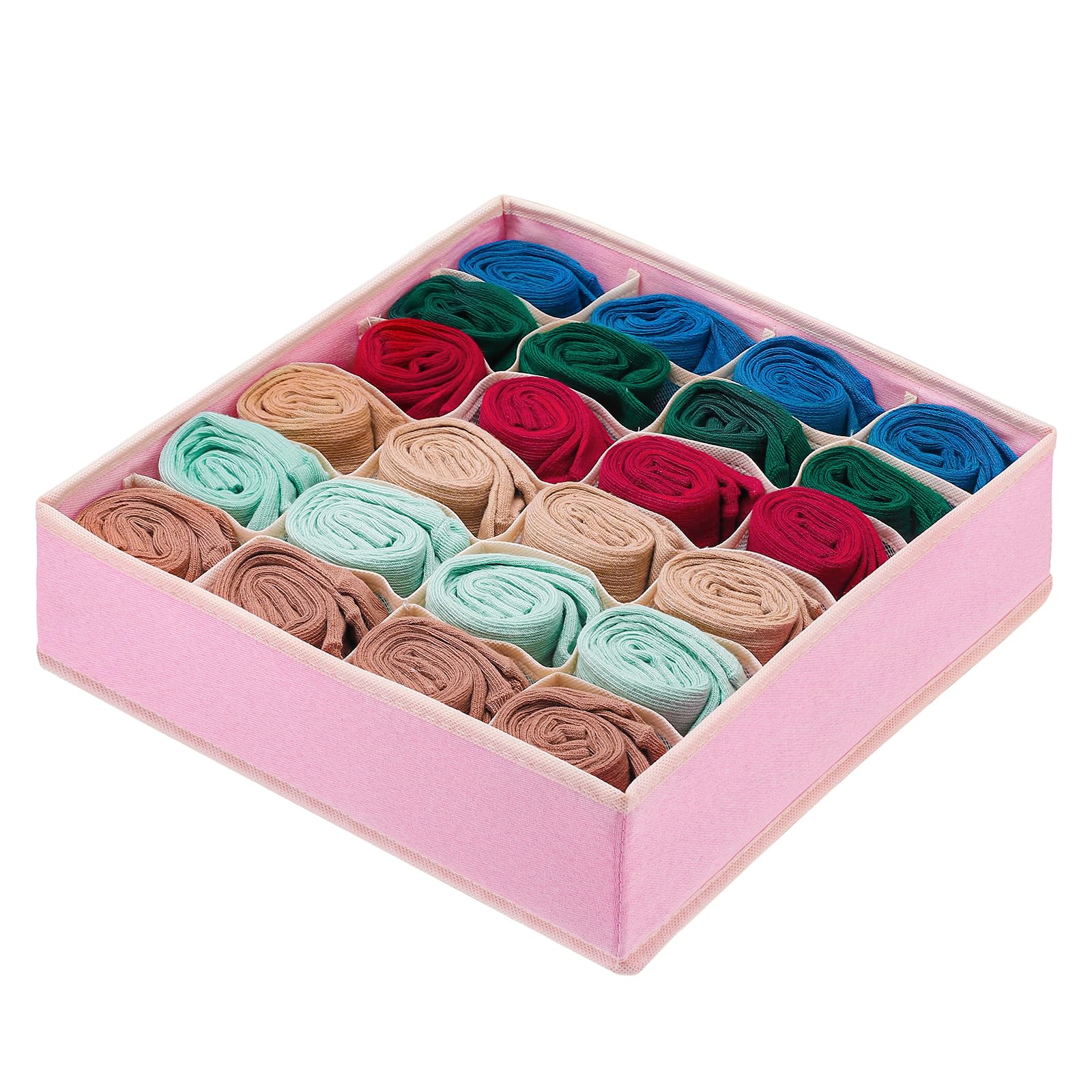 Faltbarer Aufbewahrungswürfel, Unterwäsche-aufbewahrungsbox Im Schubladenstil, Trennwand, Aufbewahrungsbox Für Den Unterschrank, Stoffaufbewahrungsbox Mit 24 Fächern (rosa)