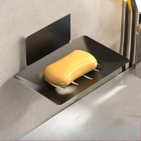 Schwarze, Selbstklebende Seifenschale Mit 4 Fächern Für Die Dusche – Wandmontierter Seifenhalter Aus Edelstahl Für Badezimmer – Seifenschale – Farbe: Schwarz