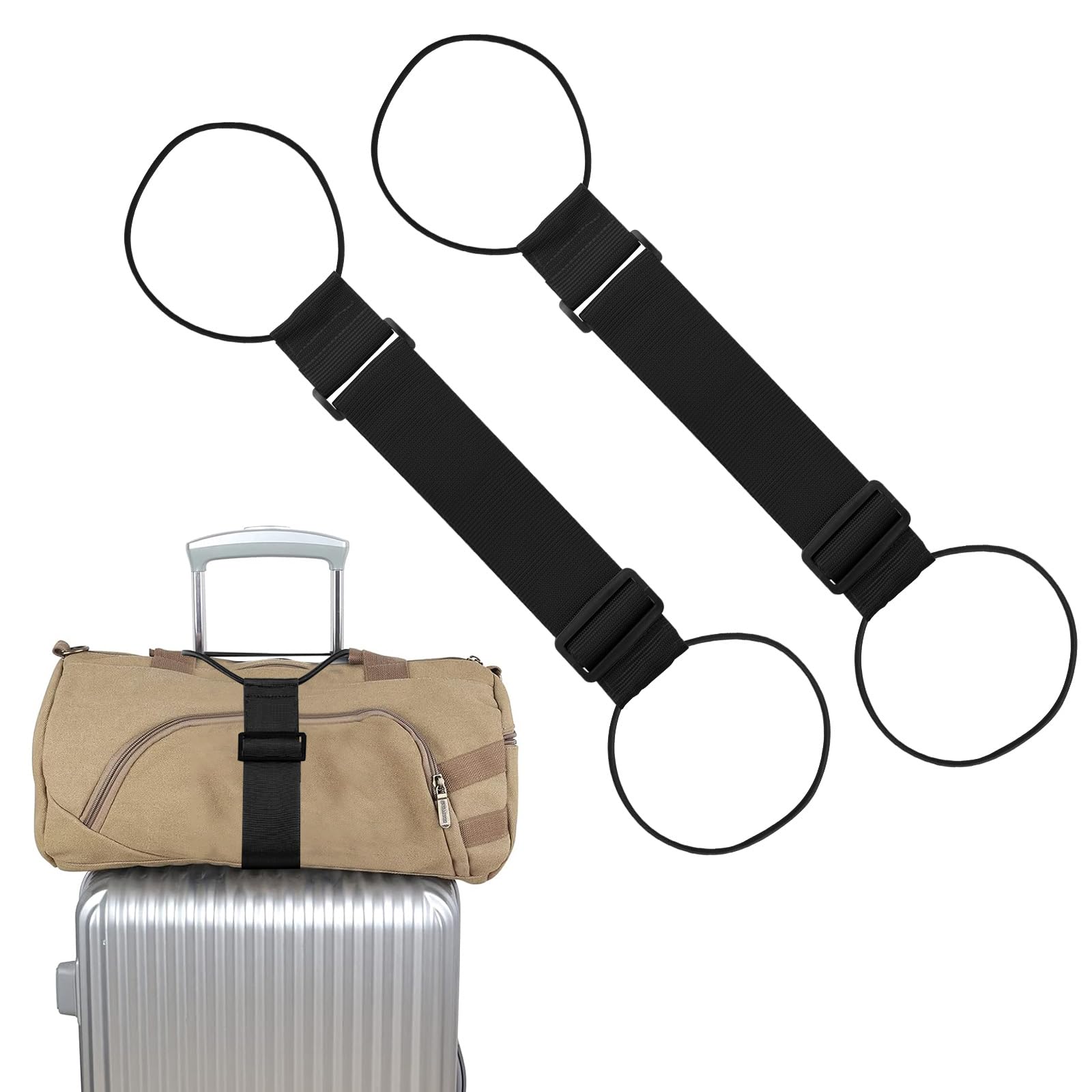 Elastische Gepäckgurte, Verstellbare Gepäckgurte Für Koffer Zur Sicherung Von Taschen, Tragbares Reisekofferzubehör (2 Schwarz)