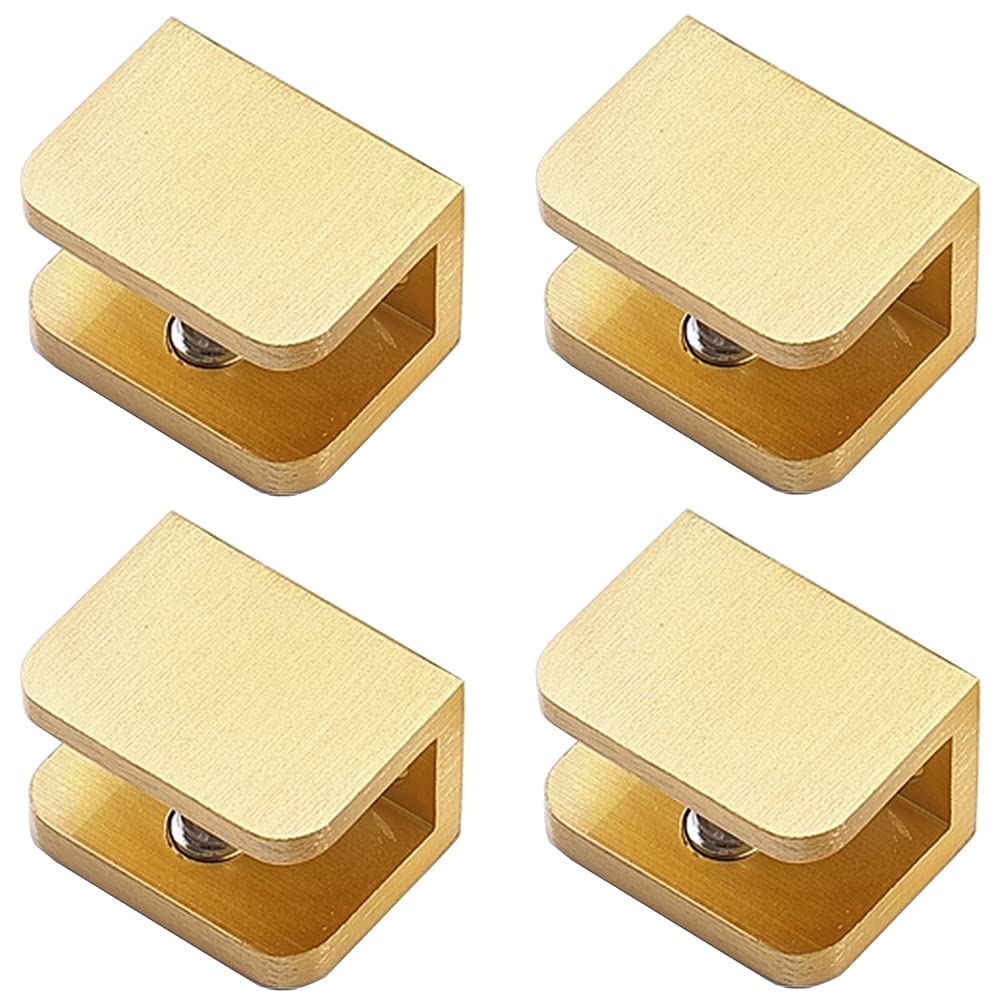 Lukloy 4er-pack Glasklemmen, Bohrfreie Glasregalhalterung (10 Mm Bis 12 Mm, Gold)