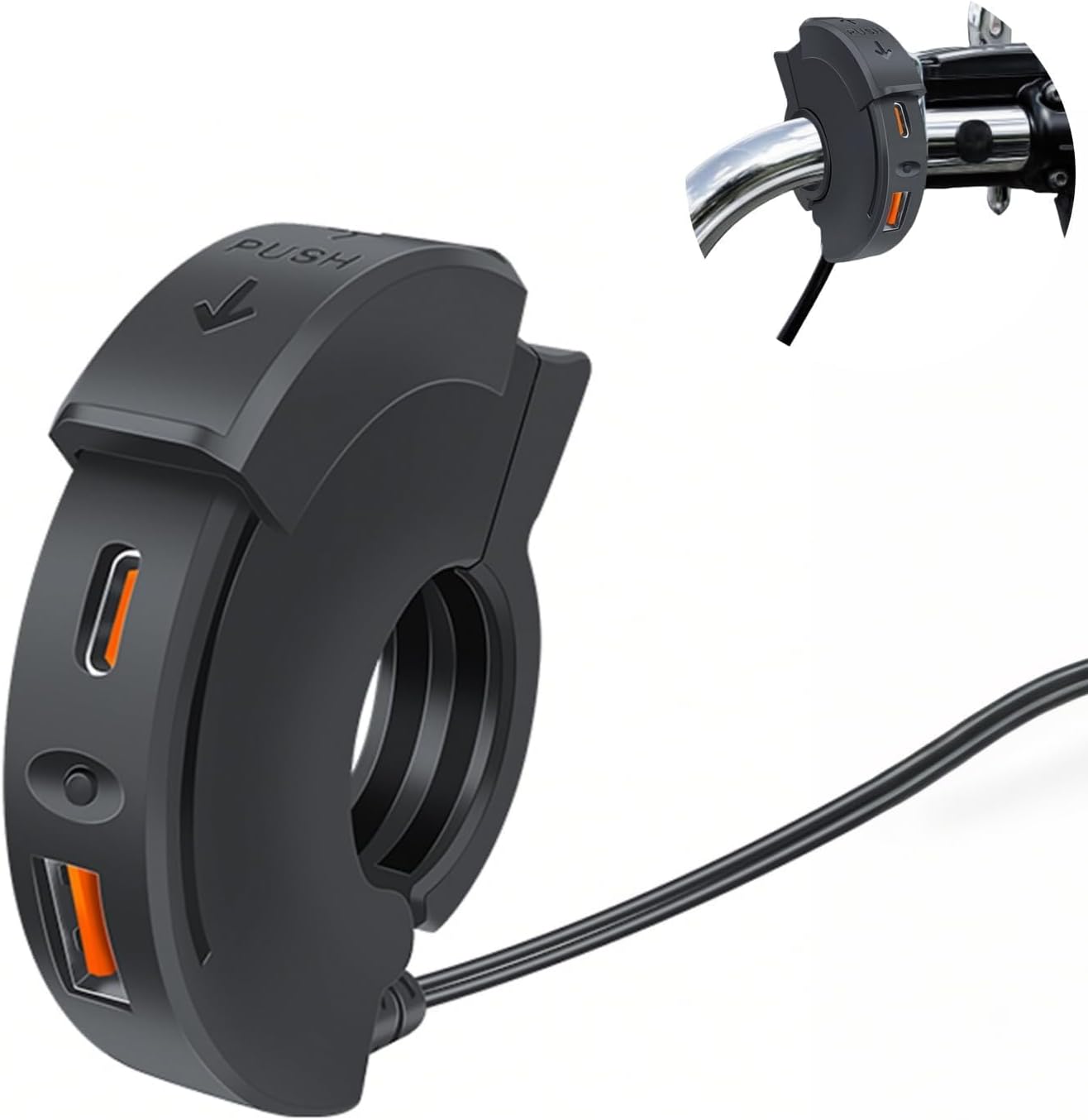 48-w-motorrad-usb-ladegerät, 2 Anschlüsse (qc3.0 18 W + Pd3.0 30 W) Mit Ip65-schalter, Usb-buchse – C 12 – 24 V – Schnelles Aufladen Für Reisen/abenteuer/im Freien – Kompatibel Mit Mobiltelefonen/gps/