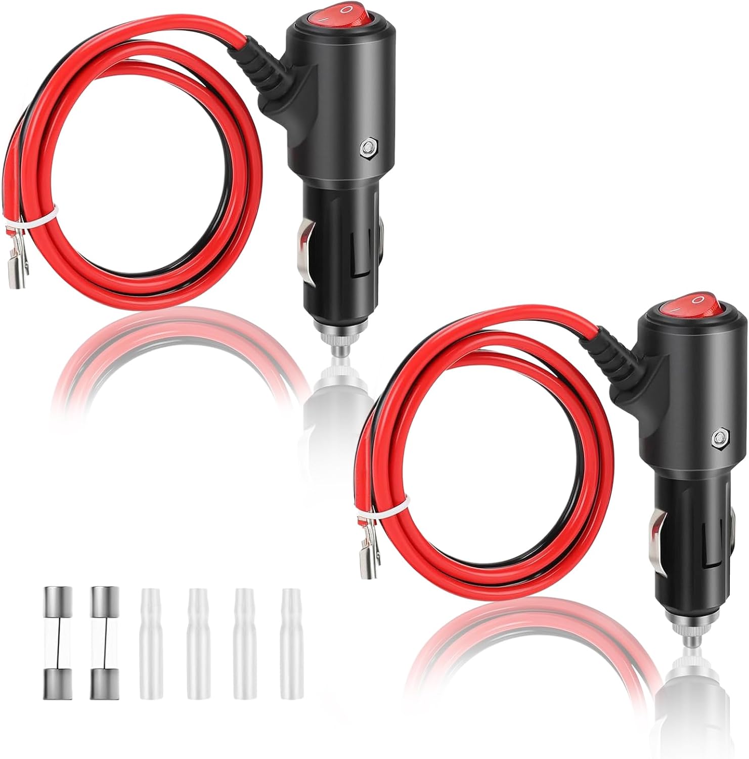 Zigarettenanzünder-stecker-adapter, 2 Stück, Zigarettenanzünder-buchse, 12 V-24 V, 15 A Sicherung Mit Drähten Und Ein/aus-schalter Für Lkw, Wohnmobil, Auto, Traktor