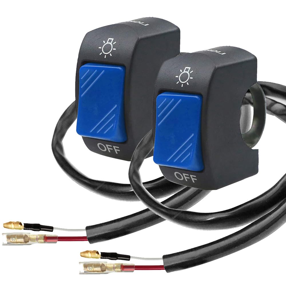 2 Stück Motorrad-lenkerschalter Mit Zündknopf Für Motorräder U5 U7 U2 Roller Elektrofahrräder - 7/8 Zoll 22 Mm (blau)