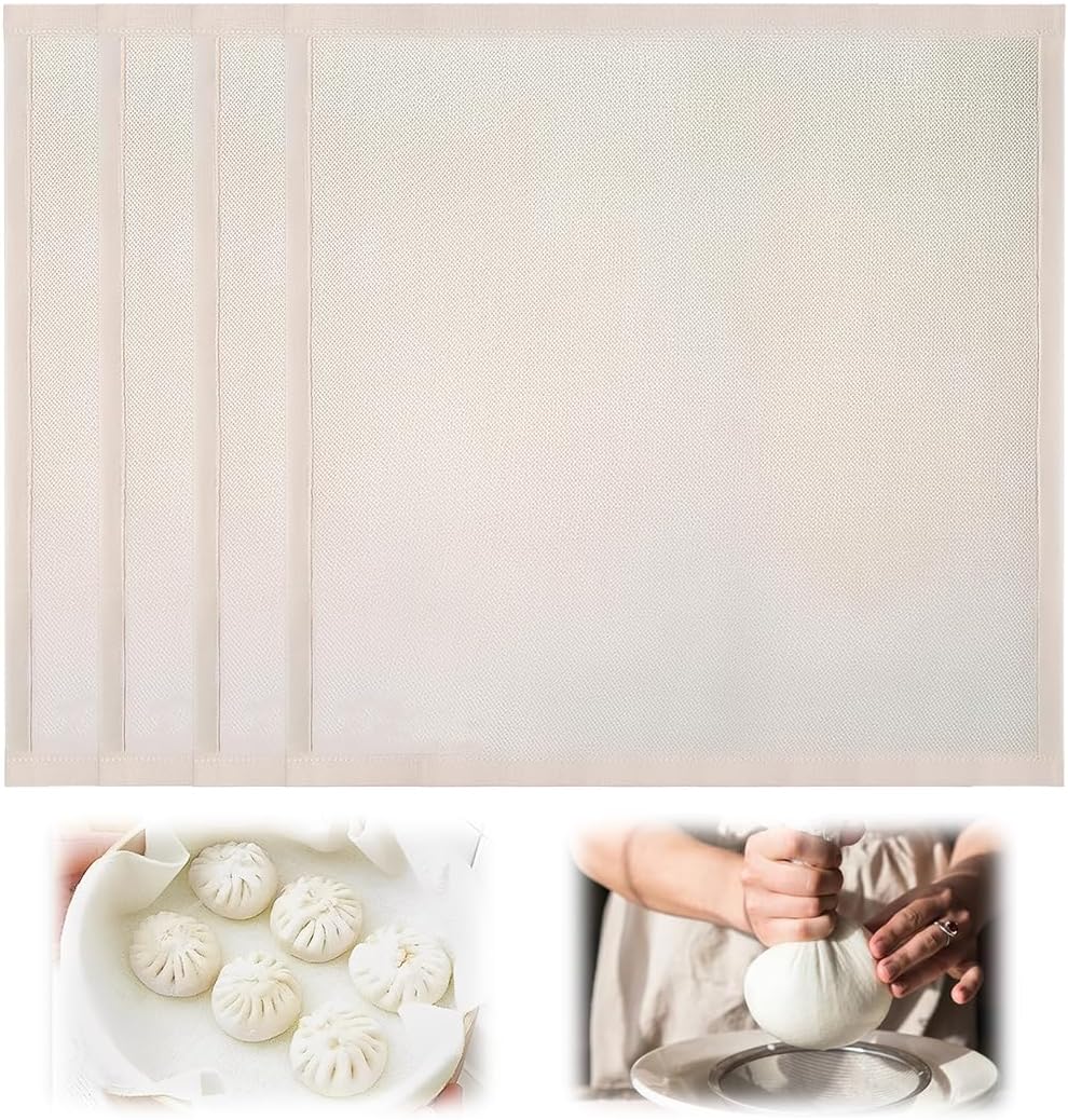 4 Stück Lebensmittelechte Käsetücher, 50 X 50 Cm, Waschbare Und Wiederverwendbare Filter Aus Ungebleichter, Reiner Baumwolle Für Käse, Saft, Tee, Pflanzliche Milch, Joghurt Und Kaffee