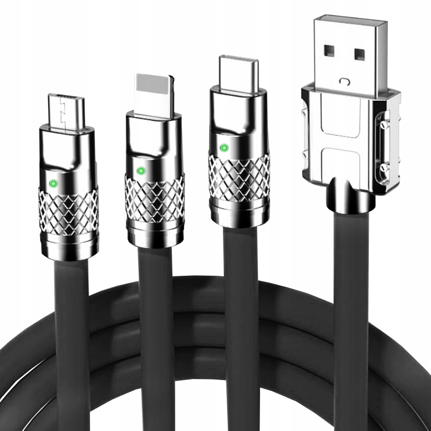 3-in-1-panzerungskabel Für Iphone / Micro-usb / Usb Typ-c