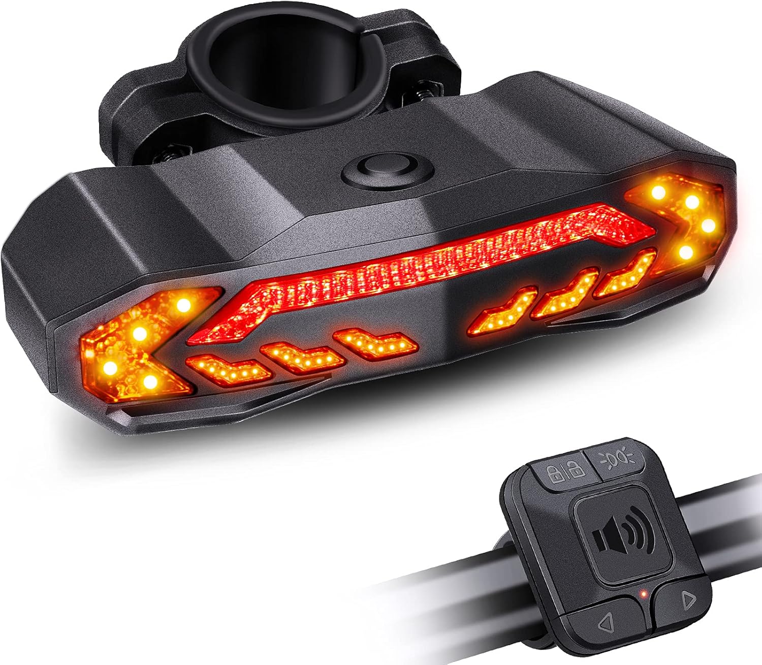 Intelligentes Fahrradrücklicht Mit Blinkern, Fahrradhupe Mit Fernbedienung, Wiederaufladbarem Rücklicht, Wasserdicht, Ein-/ausschaltfunktion