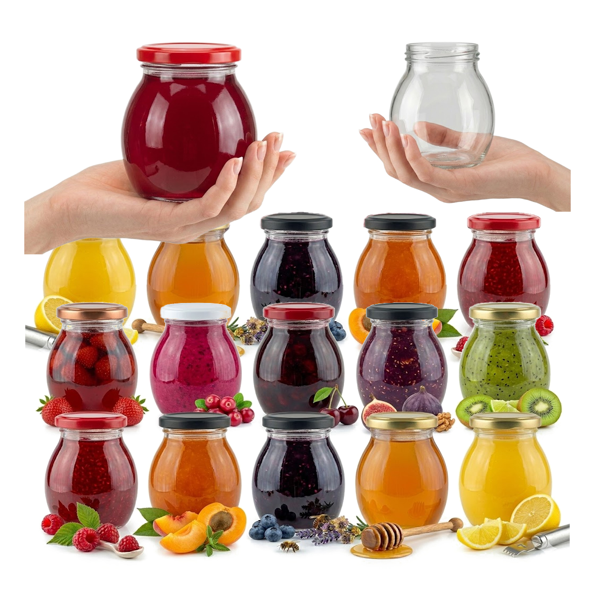 50 Einmachgläser (245 Ml) Mit Deckel Für Marmelade, Konfitüre Und Als Geschenk (50 Stück)
