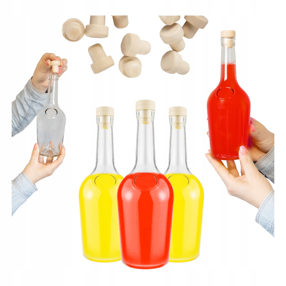 5x Gloria Glasflaschen 0,5l Für Liköre, Dickwandiges Glas + Korken