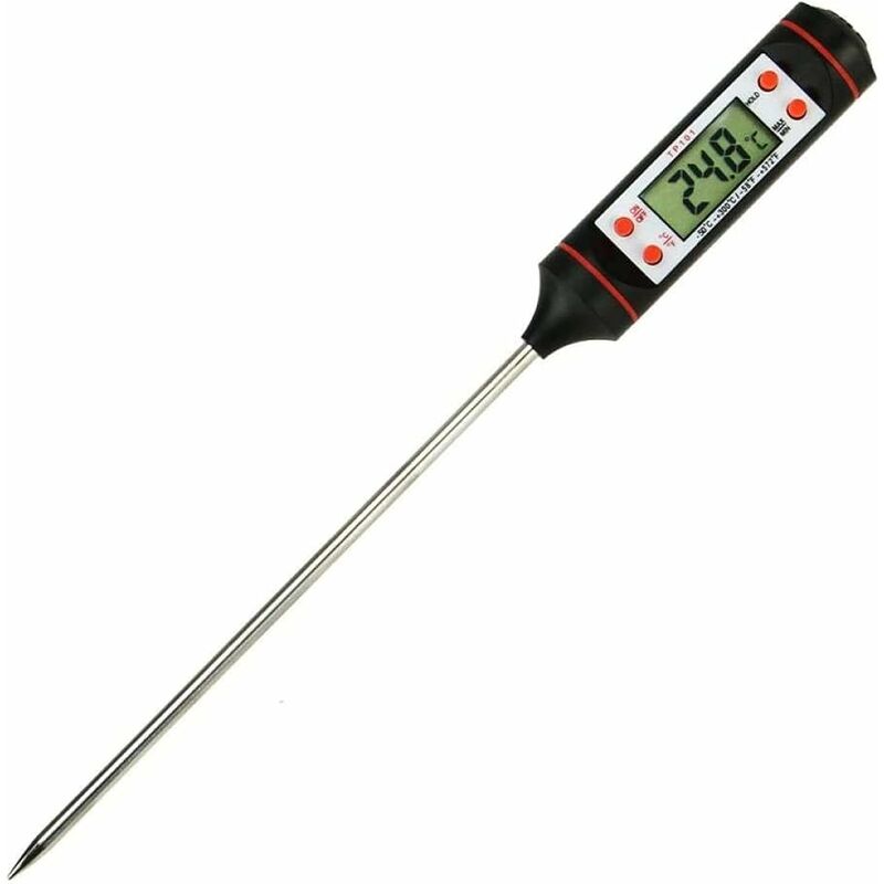 Kochthermometer, Küchenthermometer, Fleischthermometer, Ultralanger, Sofort Ablesbarer Fühler Mit °c/°f-taste – Grill, Bbq, Steak, Süßigkeiten, Milch, Wasserbad, Gebäck,