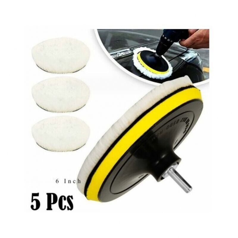 5-teiliges Polierset (150 Mm) – Dicke Wollpads Für Die Autopolitur – M14-adapter – Für Ein Glattes Und Glänzendes Finish