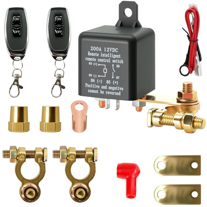 12v 200a Ferngesteuerter Batterieschalter Mit 2 Messinganschlüssen Und 2 Klemmen