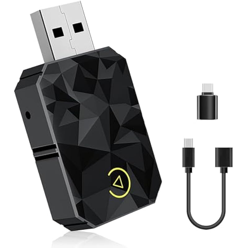 2-in-1 Wireless Carplay Adapter Für Android Auto, Plug & Play Über Bluetooth/wlan, Kompatibel Mit Ios 10+ Und Android 11+, Für Fahrzeuge Mit Carplay/aa- Und Usb-c/a-anschluss (diamantmuster)