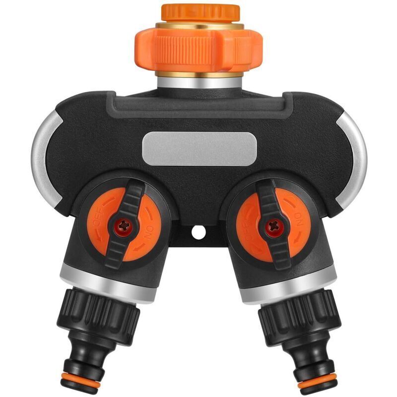 3/4" Doppelkanal-wasserverteiler Mit Auslaufschutz Und Nippelhahn Für Den Garten