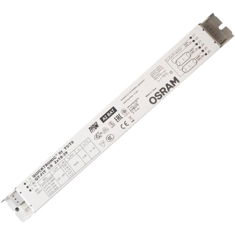 Elektronisches Vorschaltgerät Qt-fit 5/8, Nicht Dimmbar, Für 2 Leuchtstoffröhren 18–39 W, Weißmetall, 220–240 V, 1 Stück