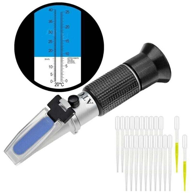 Weinrefraktometer – Misst Brix Und Alkoholpotenzial (0-25% / 0-40% Zucker) Mit Atc-kompensation.