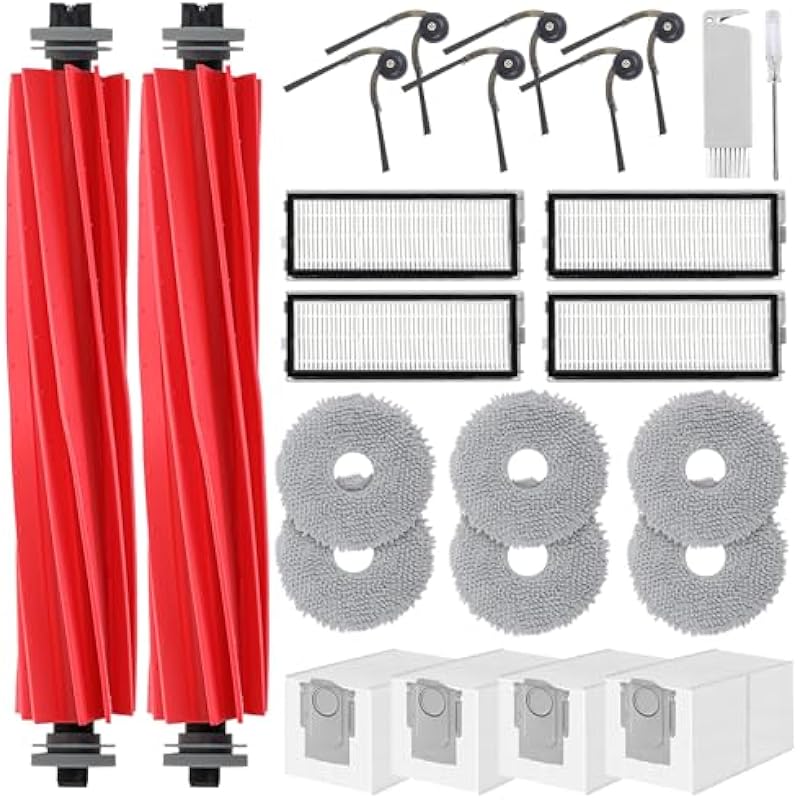 Passendes Ersatzzubehör Für Roborock Qrevo Serie Qv 35a, Qv 35s, Qr 598, Qr 798 Saugroboter: 2 Hauptbürsten, 6 Seitenbürsten, 4 Hepa-filter, 6 Reinigungstücher, 4 Staubbeutel, 1