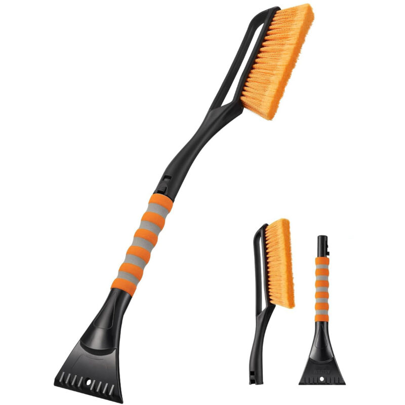 27-zoll-schneebürste Und Eiskratzer Für Windschutzscheiben. Abnehmbare Schneekratzer Mit Ergonomischem Schaumstoffgriff Für Pkw, Lkw Und Suvs. Orange.