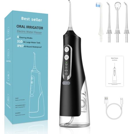 Munddusche. Tragbare Munddusche Mit 4 Modi. Professionelle Munddusche Mit 310-ml-wassertank, Wasserdicht (ipx7), Wiederaufladbar, Ideal Für Reisen.
