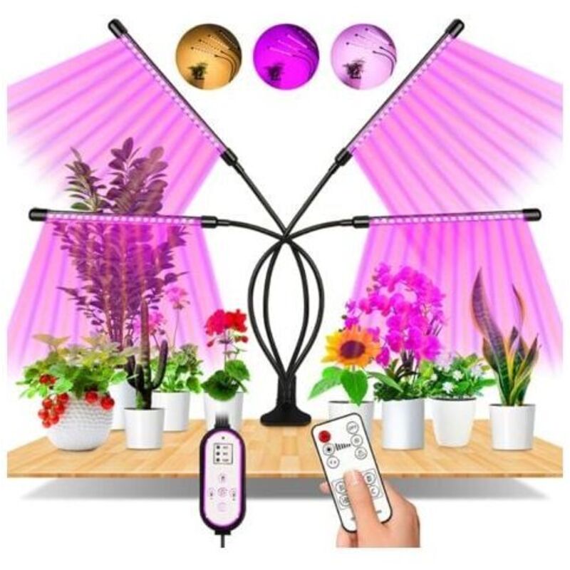 Pflanzenlampe. 80 Leds, 360°-wachstumslicht. Gartenbaubeleuchtung. 4-flammige Pflanzenlampe, Vollspektrum-wachstumslicht Mit Automatischer Ein-/ausschaltzeit (4 Std./8 Std./12 Std.).