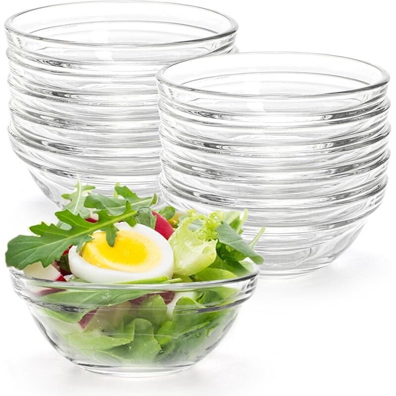 Set Mit 12 Mini-schälchen Aus Gehärtetem Glas (9 Cm) – Ideal Für Müsli, Gewürze, Saucen Und Tapas – Hitzebeständig – Ulisem