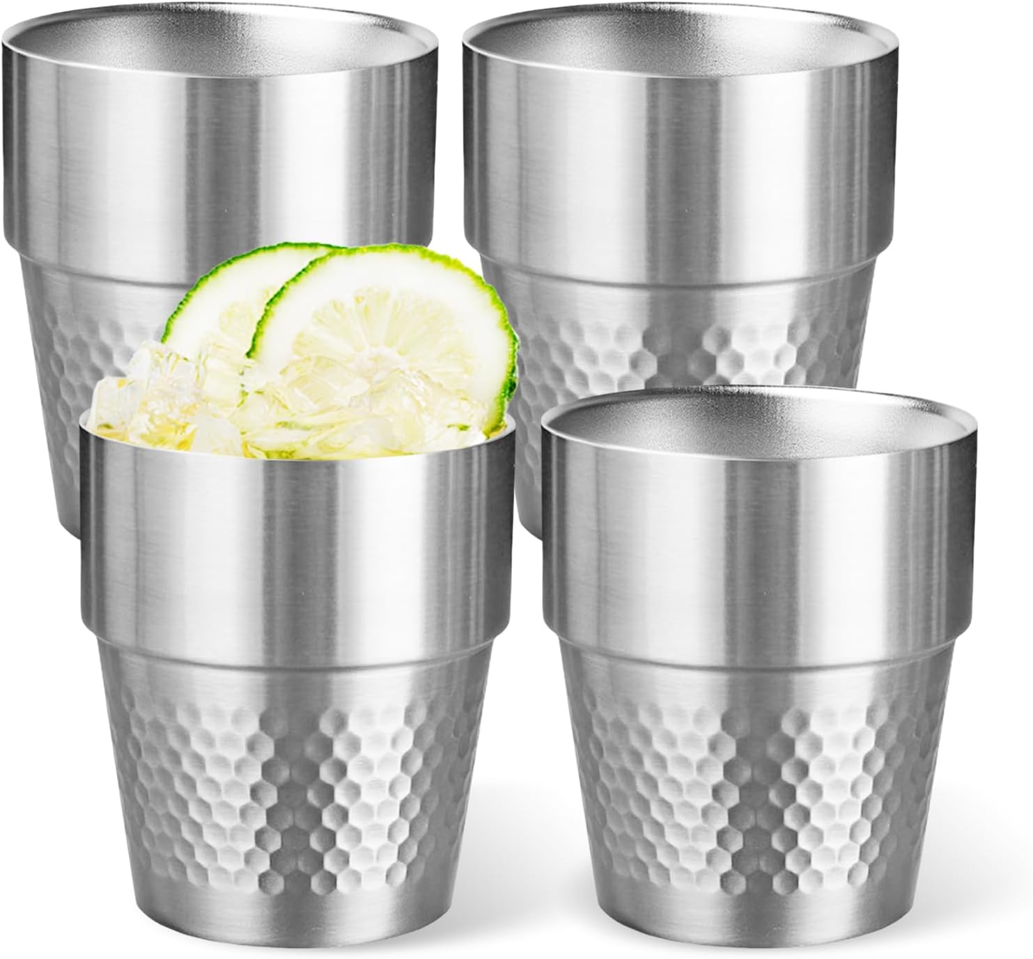 Edelstahlbecher, 4er-pack, 300 Ml, Stapelbare Edelstahlbecher Für Reisen, Camping Und Outdoor-aktivitäten