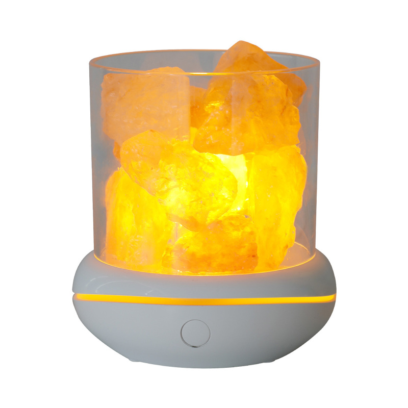 Himalaya-salzlampe Mit Ätherischem Öldiffusor Und 7-farbiger Led (15 Cm, Rosa Kristall)