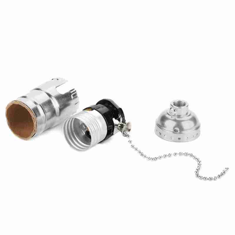 Vintage E27 Aluminiumfassung Mit Zugschnur, Für Schreibtischlampe (silber)