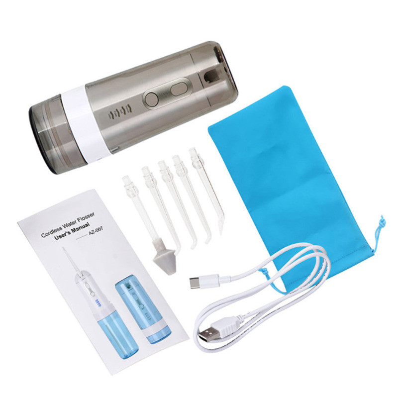 Tragbares Mundduschegerät Mit 4 Modi, 200 Ml Wassertank Zur Zahnreinigung, 5 Aufsätzen, Ipx7 Wasserdicht, Usb-aufladbar.