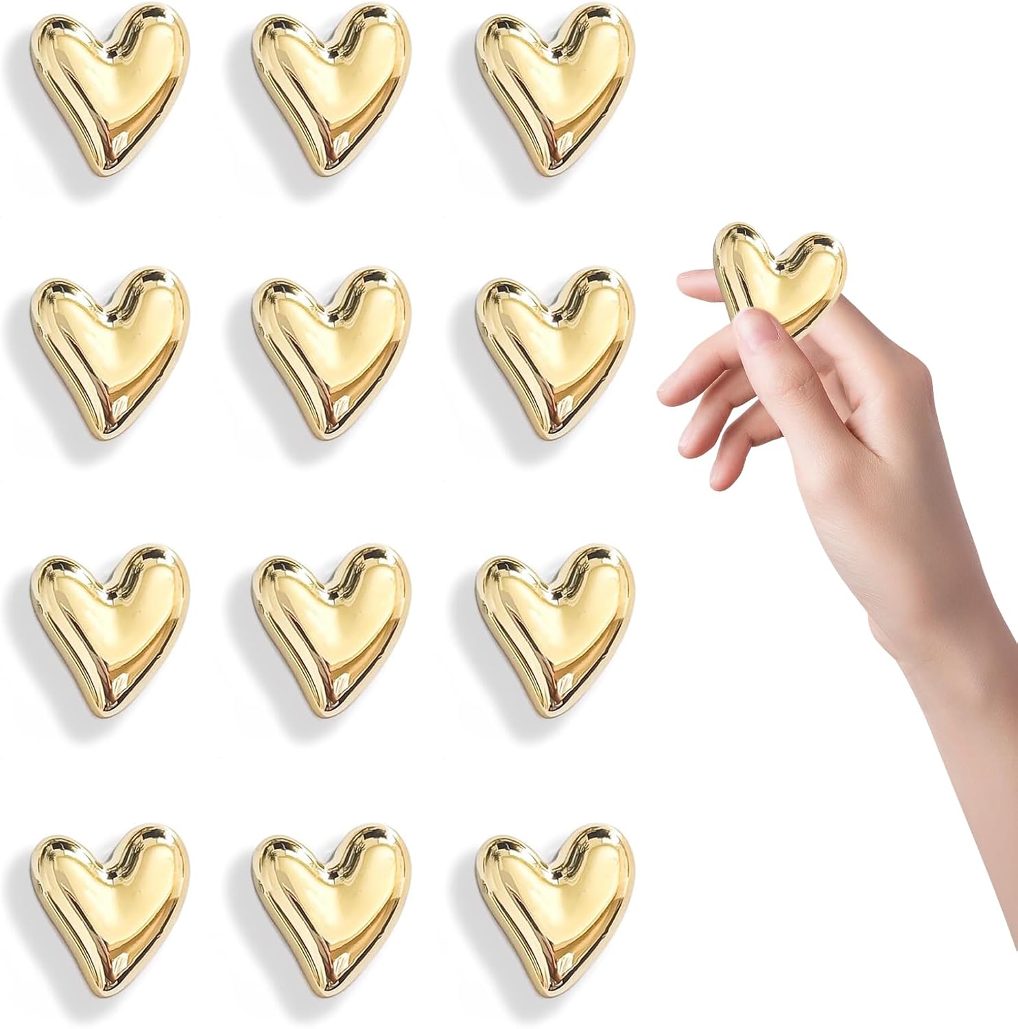 Kühlschrankmagnete, 12er-set, 2 Cm Große Goldene Magnete, Kleine Herzen, Hübsches Deko-set Für Küche Und Whiteboards.