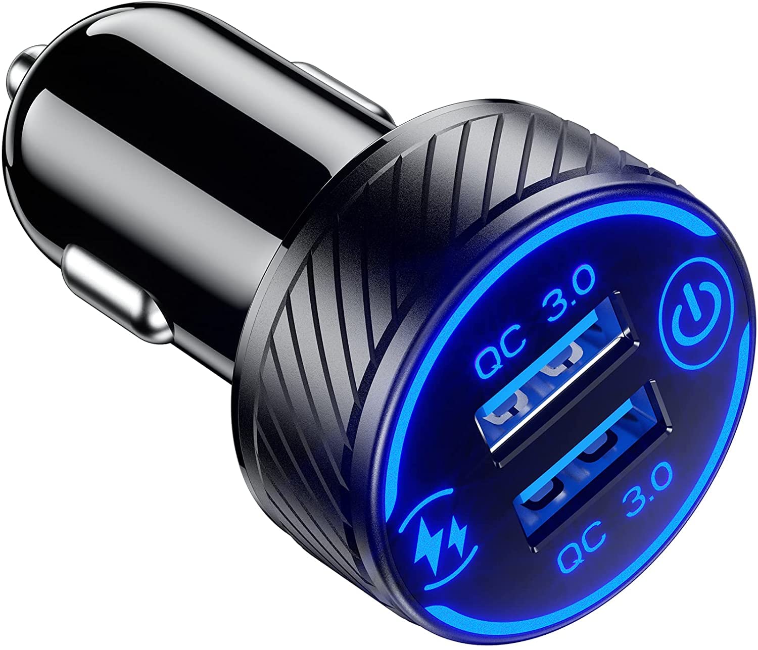 Dual Port Qc3.0, Schneller Autoladeadapter, 36 W/3 A, Autotelefon-ladegerät Mit Blauer Led Und Touch-schalter