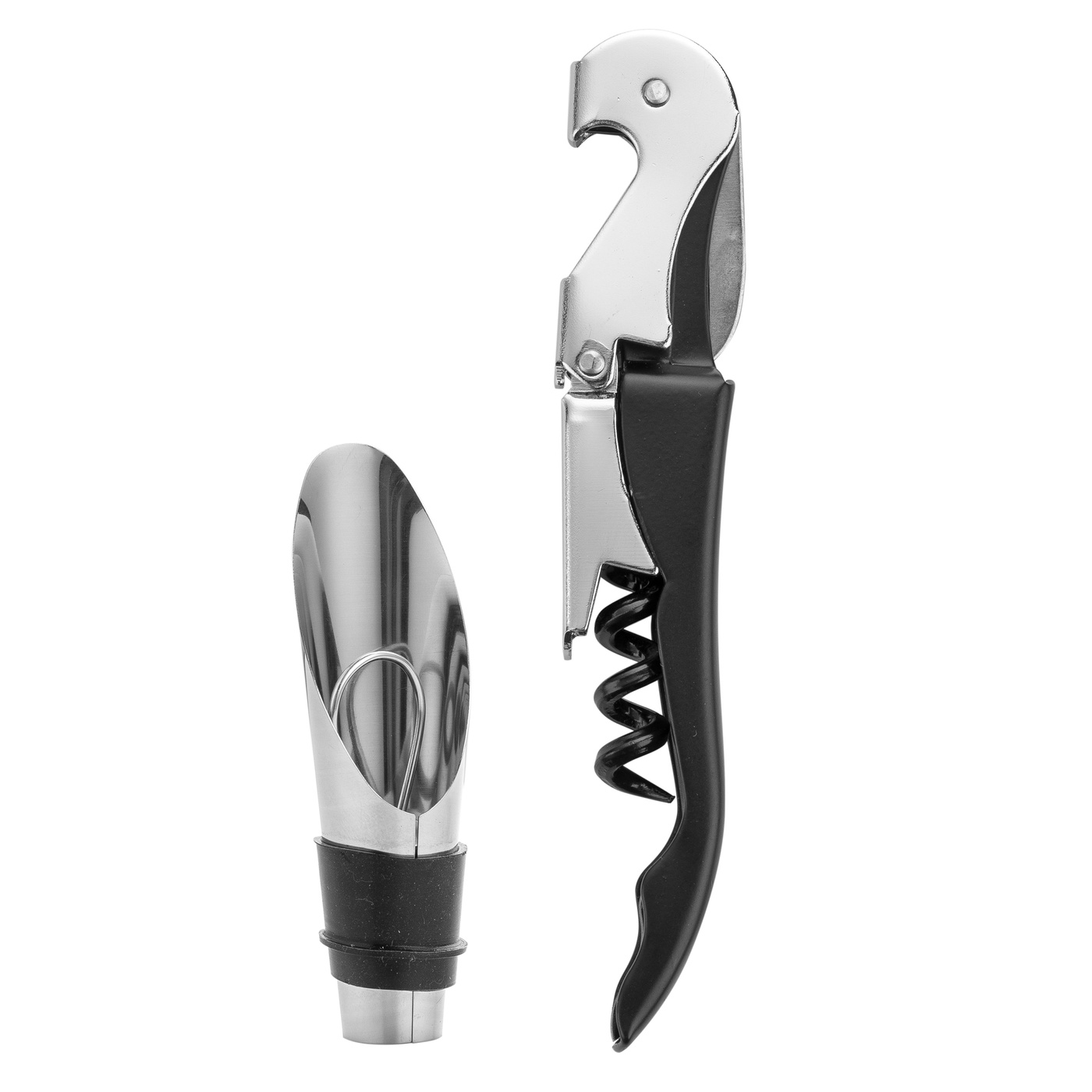 Florina Black 3-in-1 Korkenzieher- Und Weinausgießer-set Mit Stöpsel
