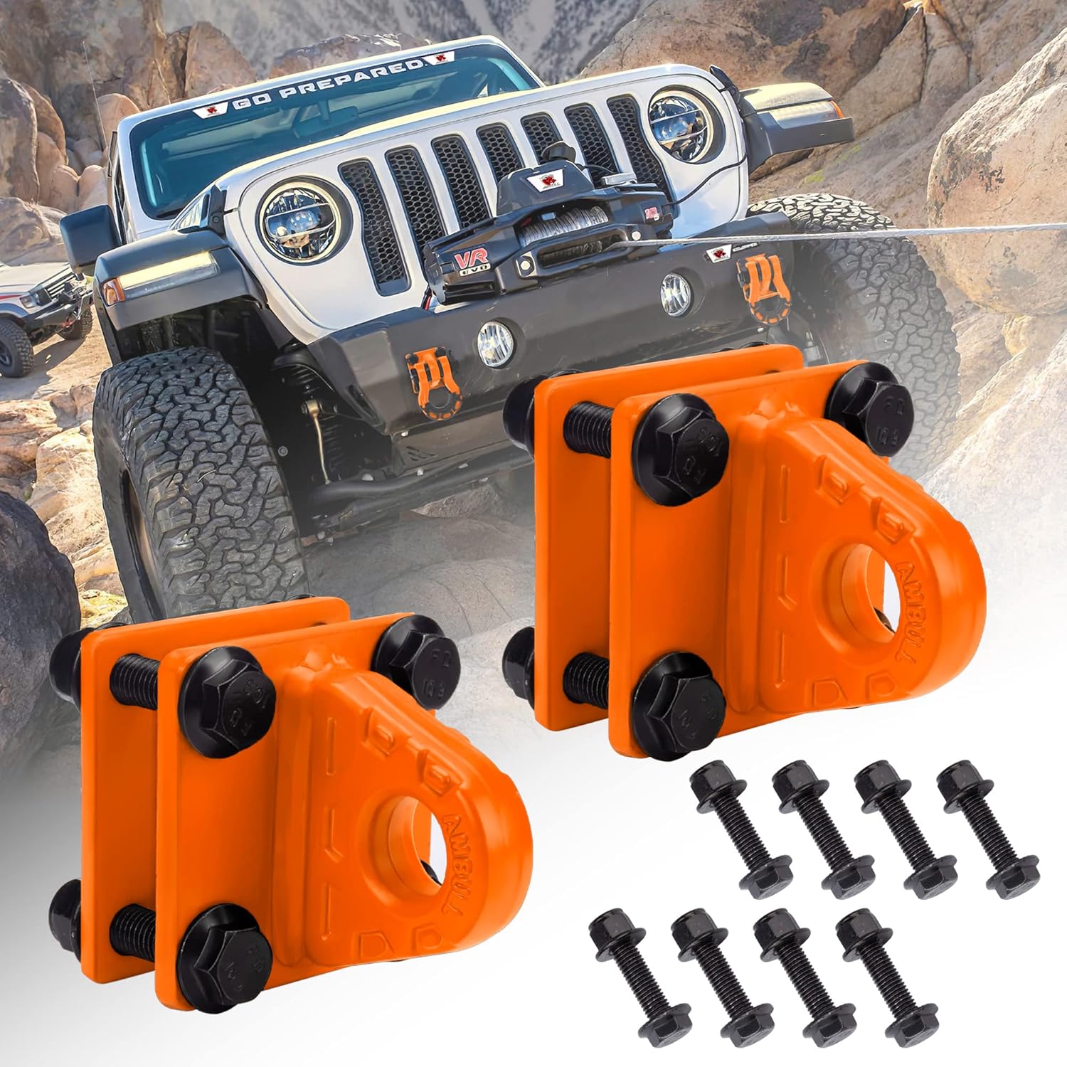 2pcs D - Ring Manille Mit Hinterer Platte, 5 Tonnen Verschraubt Auf U-clip Mount Bumper Manille Unterstützung, Orange