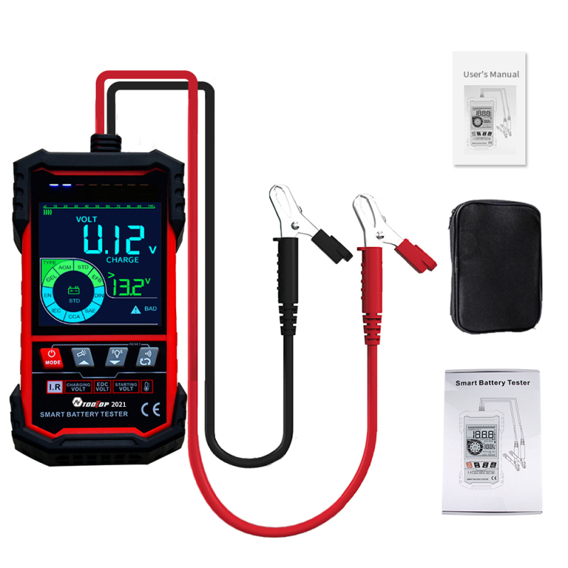 Intelligenter Batterietester Mit 3,2-zoll-farbbildschirm, 12v/24v, Hintergrundbeleuchtung Und Mehrfachen Schutzfunktionen (schwarz)