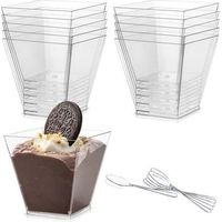 50 Wiederverwendbare, Transparente Plastikbecher Mit Integrierten Löffeln Für Desserts Und Gourmet-präsentationen
