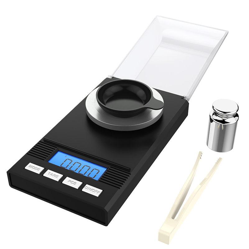 Professionelle Digitalwaage, Hochpräzise Milligramm, 50 G/0,001 G, Kalibrierklemme, Wiegeplattform, Schwarzgold