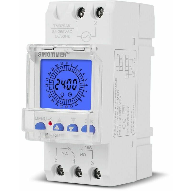 Digitale 24-stunden-lcd-anzeige Elektronische Uhr 85-265 V Stunden Auf Din-schiene Programmierbarer Intelligenter Analog-timer-schalter Mit 15-minuten-intervall (16 A)