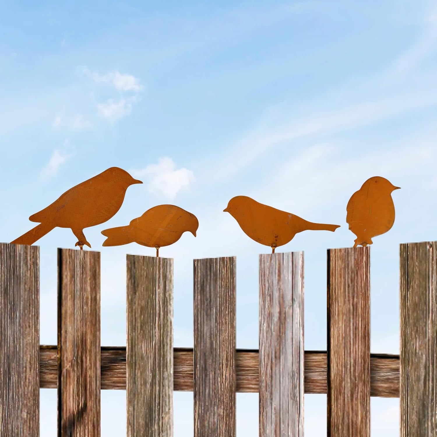 4er-set Vögel Für Bäume, Metall-gartendekoration, Anschraubbare Tiere Für Den Außenbereich, Wanddekoration Oder Dekorative Metallplatte Für Terrasse, Balkon, Zaun Und Baum