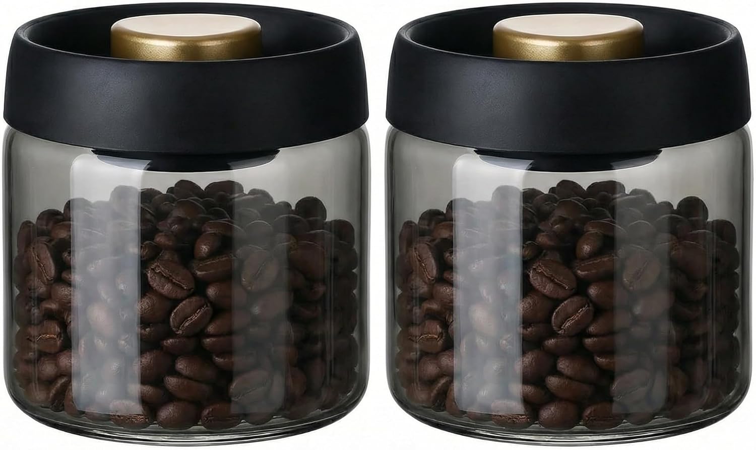 Vakuumversiegeltes Kaffeeglas, Vorratsglas Aus Borosilikatglas Mit Pumpverschluss Zur Verhinderung Von Oxidation, Für Bohnen, Tee Und Trockenwaren (500 Ml – Grau) (2er-pack)
