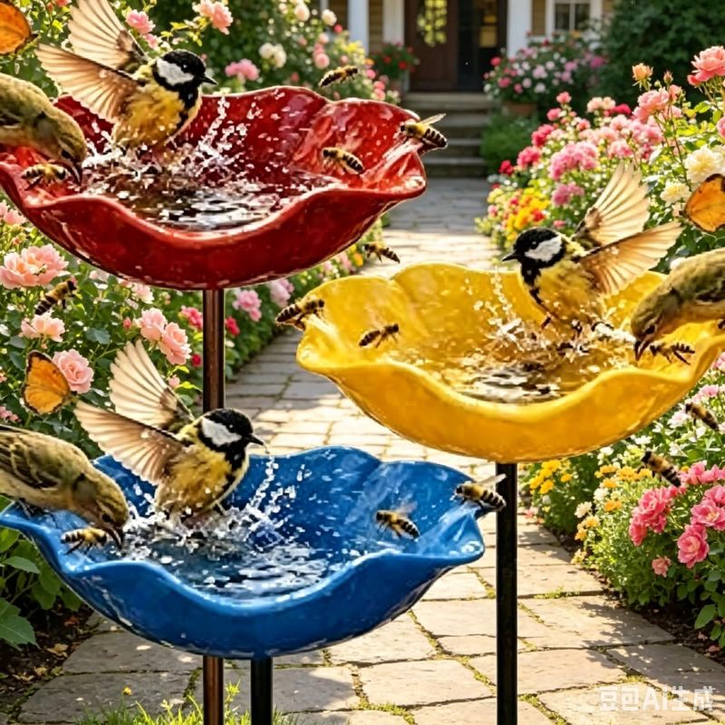 Metallener Gartenständer Mit Trockenblumen, Vogeltränke Und Wasserstelle Für Schmetterlinge/bienen (30 Cm)