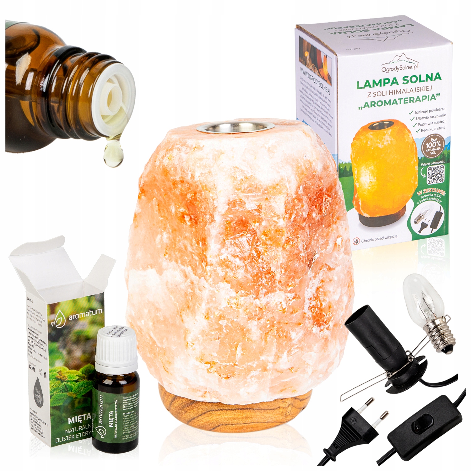 Aromatherapie-salzlampe + Natürliches Ätherisches Minzöl 12 Ml